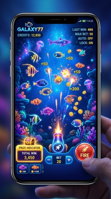 Tampilan antarmuka utama aplikasi galaxy77.